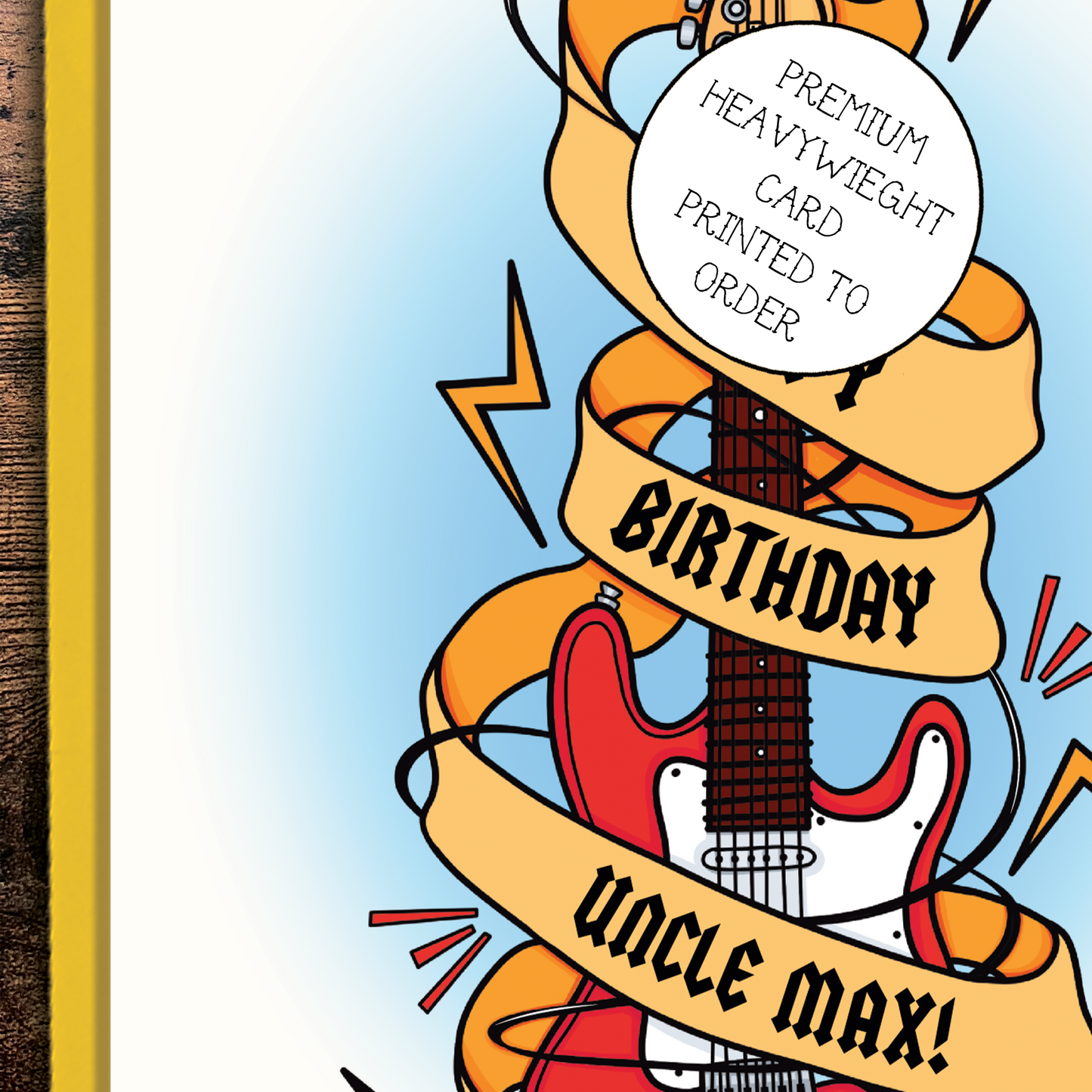 Personalised Electric Guitar Happy Birthday Greetings Card