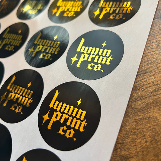 Foiled Logo Stickers with Solid Colour Background