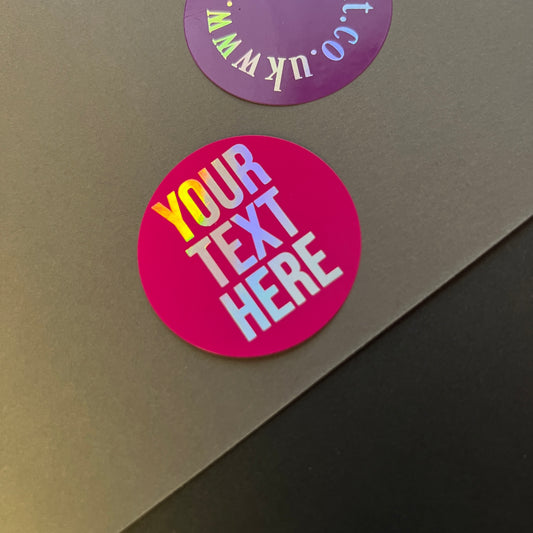 Foiled Text Stickers with Solid Colour Background