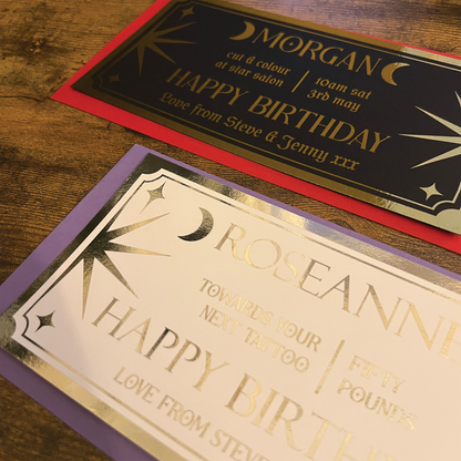 Personalised Foil Gift Vouchers - Celestial