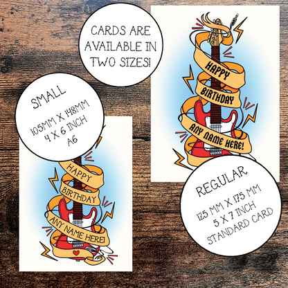 Personalised Electric Guitar Happy Birthday Greetings Card