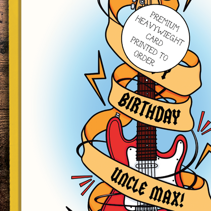 Personalised Electric Guitar Happy Birthday Greetings Card