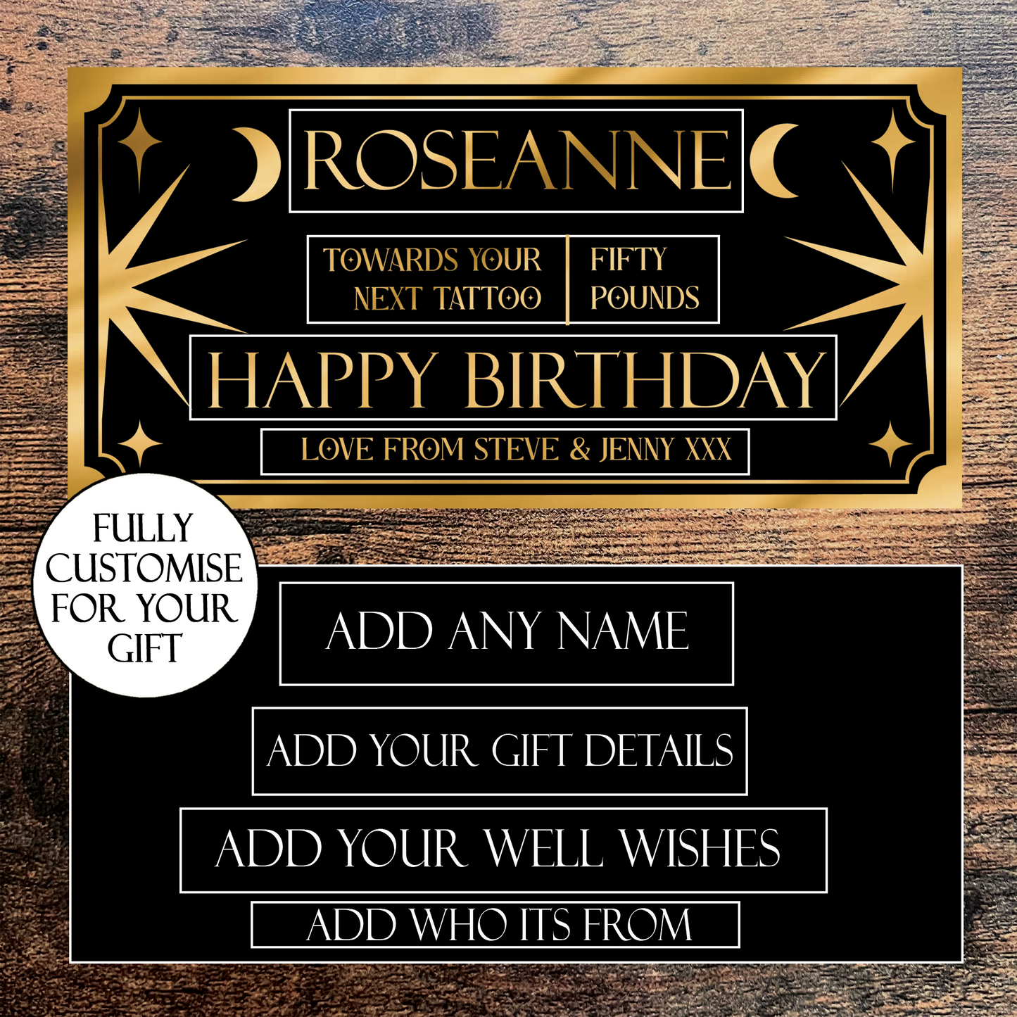 Personalised Foil Gift Vouchers - Celestial