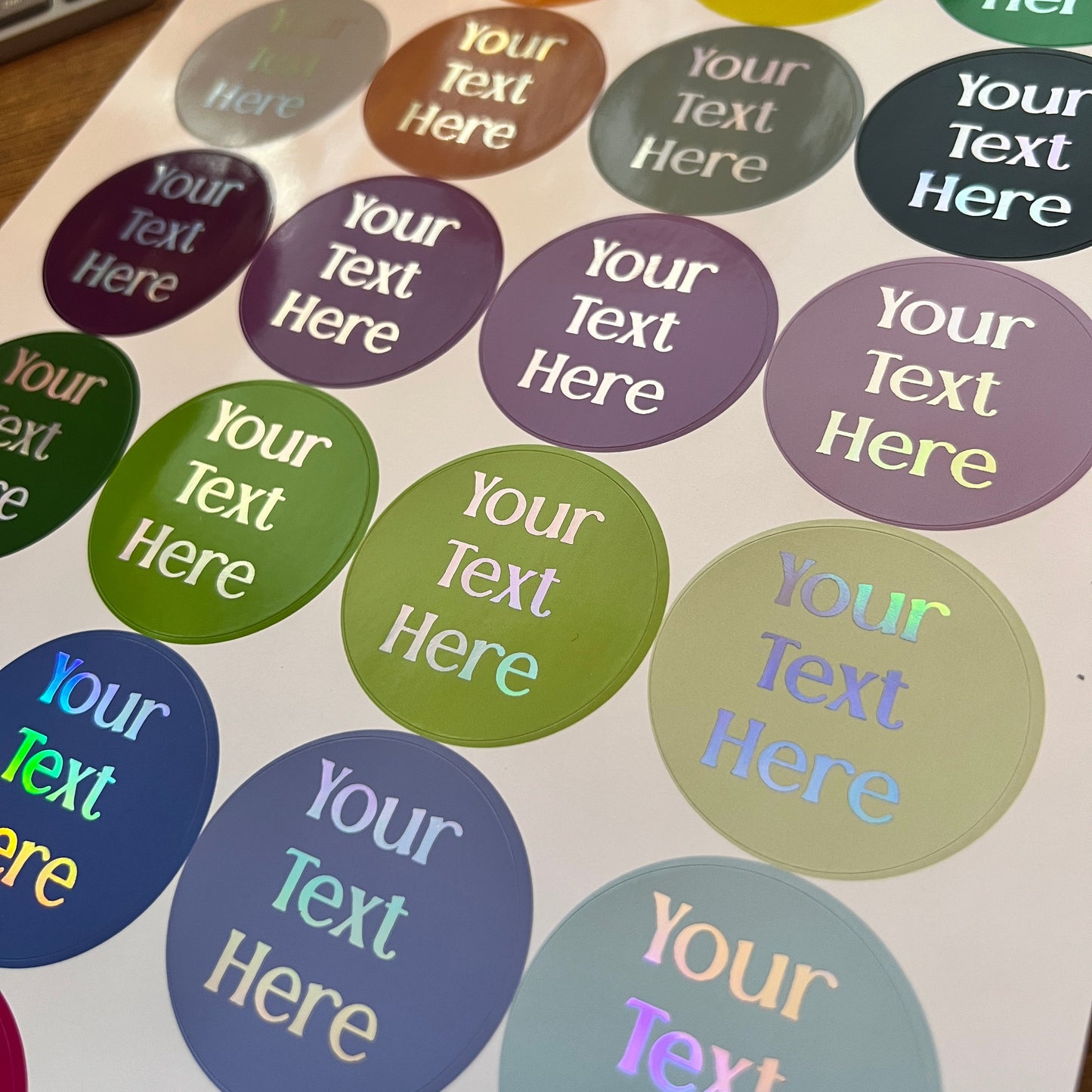 Foiled Text Stickers with Solid Colour Background