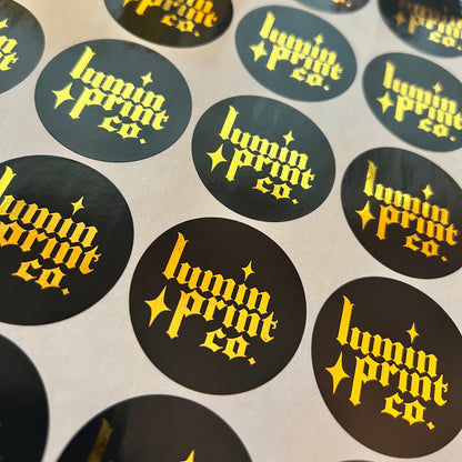 Foiled Logo Stickers with Solid Colour Background