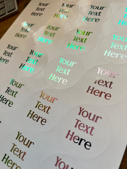 White Stickers with Foiled Text