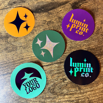 Foiled Logo Stickers with Solid Colour Background