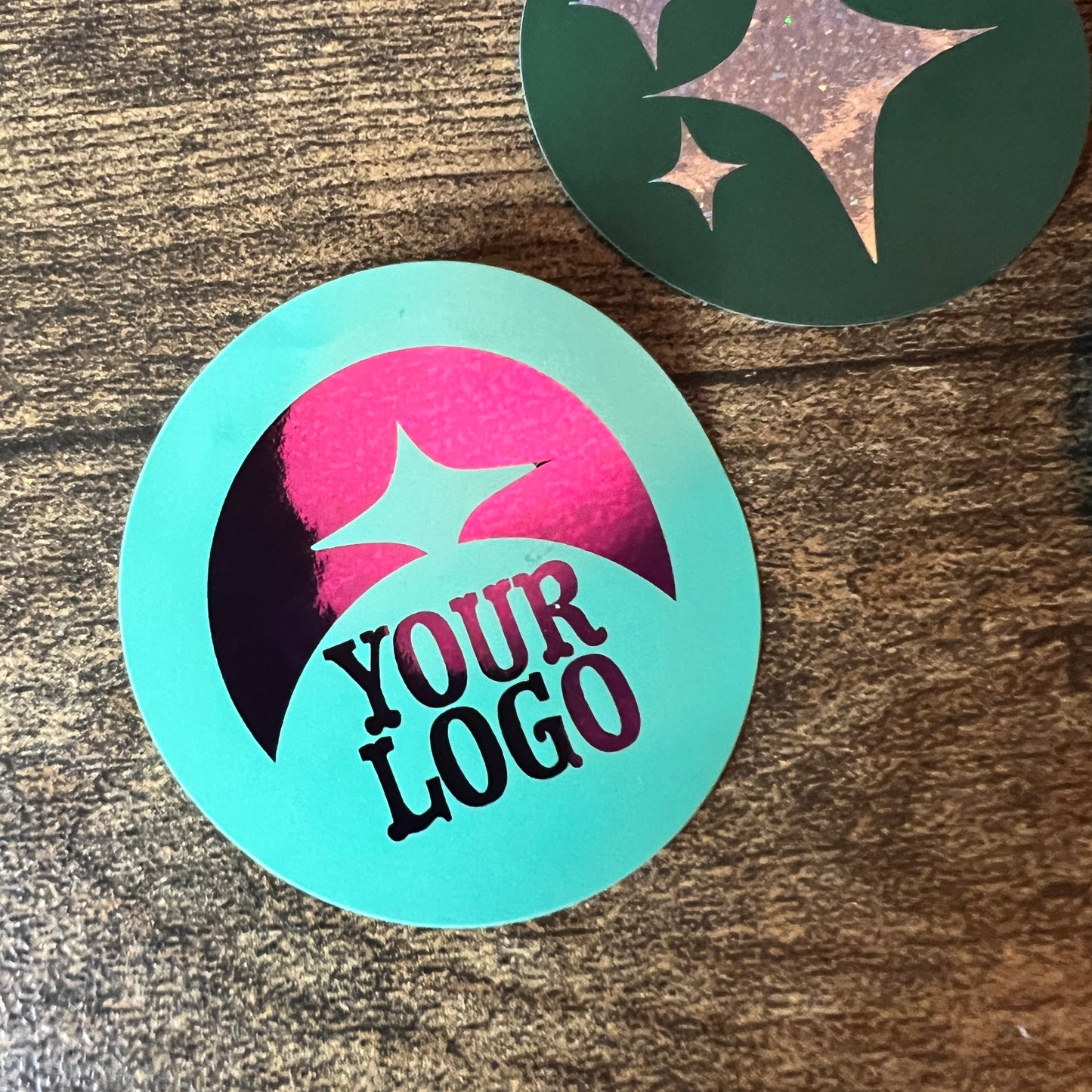 Foiled Logo Stickers with Solid Colour Background