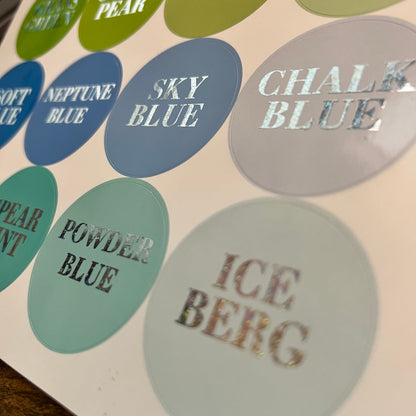 Foiled Text Stickers with Solid Colour Background