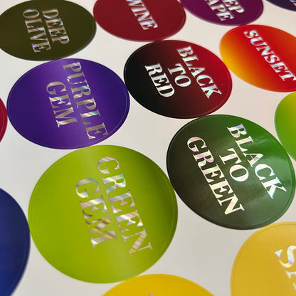 Foiled Text Stickers with Solid Colour Background