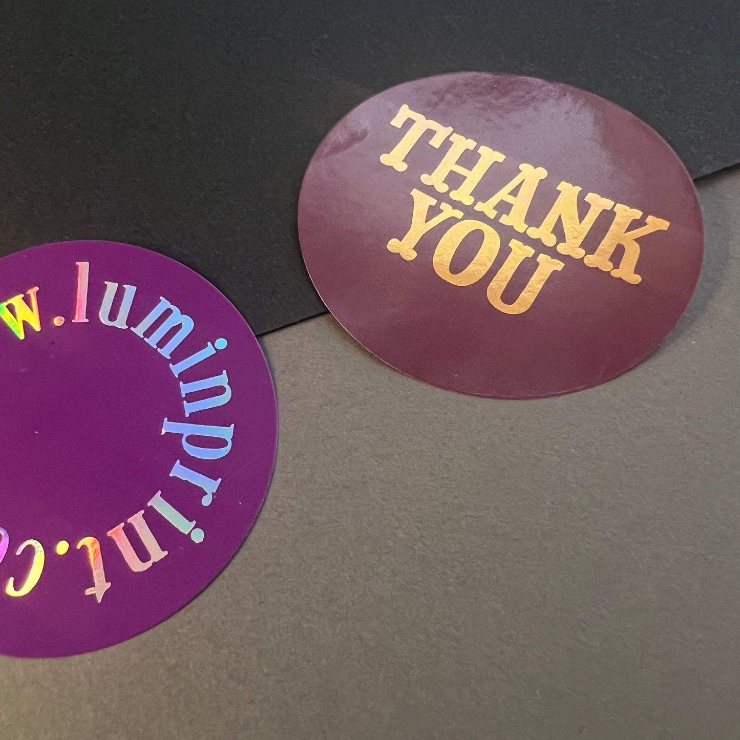 Foiled Text Stickers with Solid Colour Background