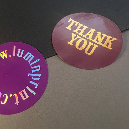 Foiled Text Stickers with Solid Colour Background