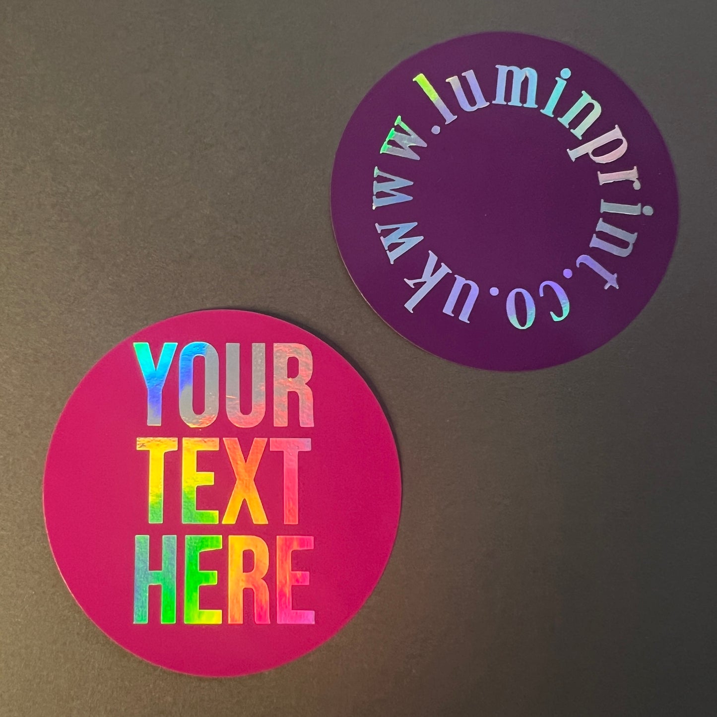 Foiled Text Stickers with Solid Colour Background