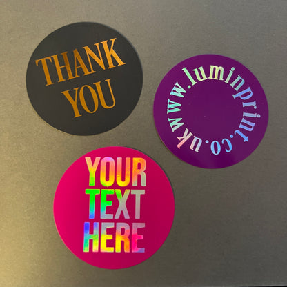 Foiled Text Stickers with Solid Colour Background